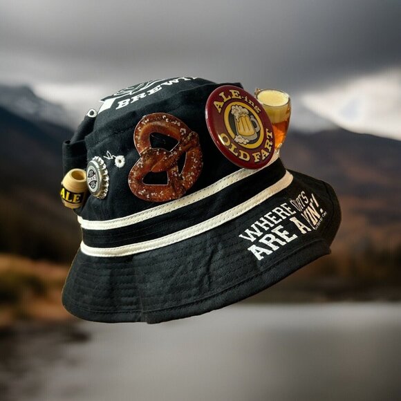 Men’s Black Party Hat Hangover Old Fart Over the Hill Birthday Beer Fishing Gear - Picture 1 of 7